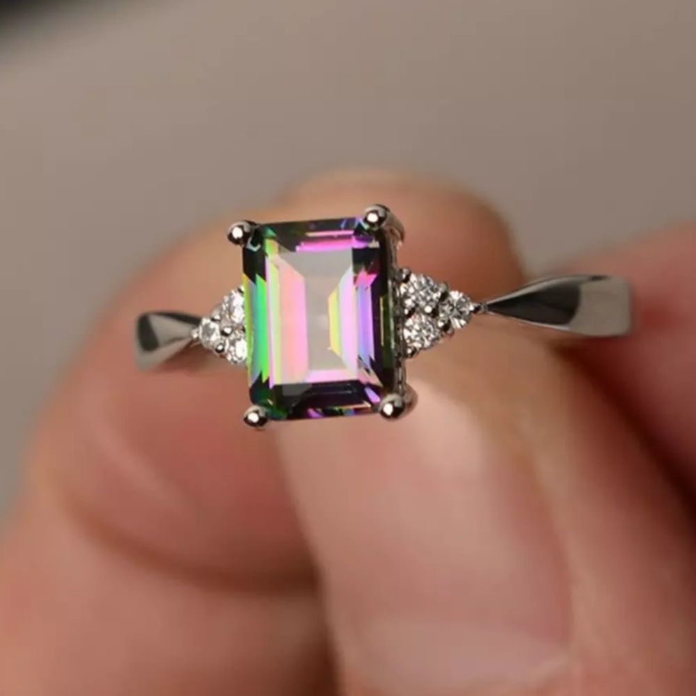 Boho Festival Goddess Rainbow Crystal Ring - Picture 2 of 4